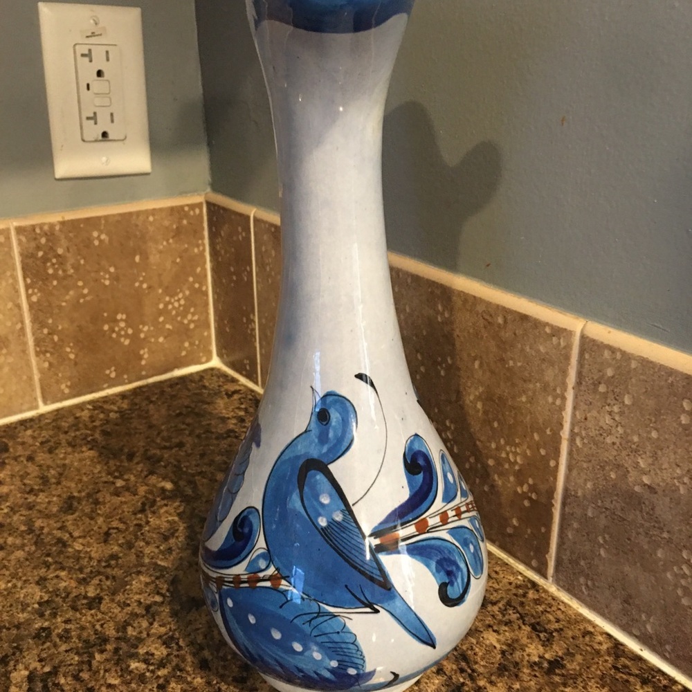 - Tonala Mexico Blue Pottery Vase/Pitcher - Picture 3 of 8